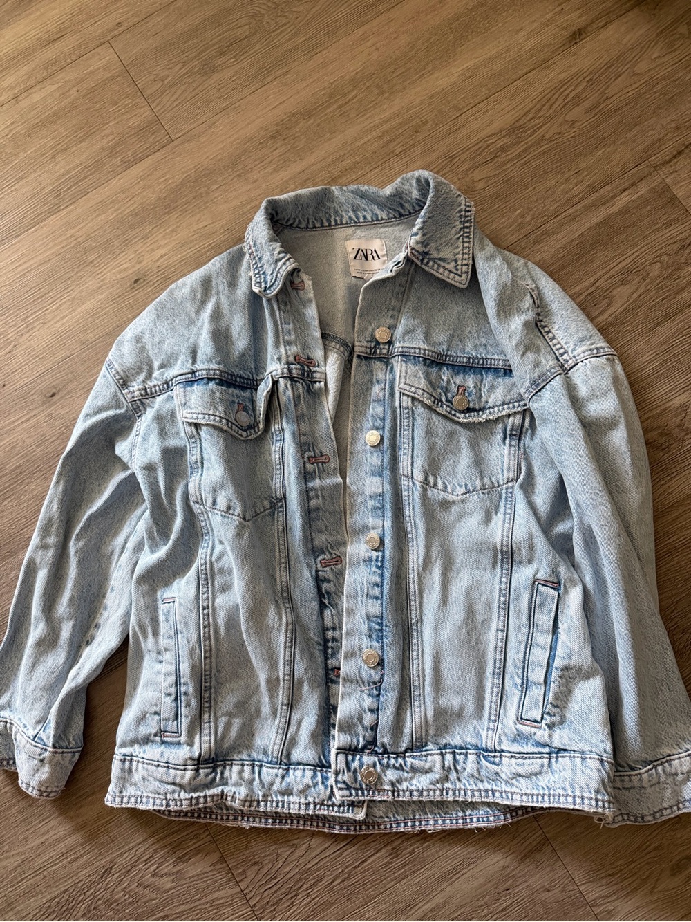 ZARA Light Wash Denim Jacket - Pale Blue